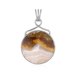 242023240002 Moss Agate pendant (yellow), round (30mm), 4.0cm, platinum plated, eyelet with bail | Marco Schreier