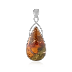 242023240006 Moss Agate pendant (yellow), drop (40 x 20mm), 5.5cm, platinum plated | Marco Schreier