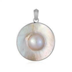 242023240034 Pendant Mabé pearl, round (25mm), 3.5cm, platinum plated | Marco Schreier