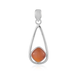 242023240037 Carnelian pendant (heated), drop with cushion (10 x 10mm), 4.3cm, platinum plated | Marco Schreier