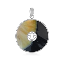 242023240038 Mother of Pearl pendant, Yinyang round (40mm), 5.4cmm, platinum plated | Marco Schreier