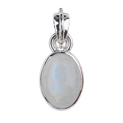 242023240058 Labrodorite (white) pendant, oval (16 x 12mm), 3.4cm, platinum plated | Marco Schreier