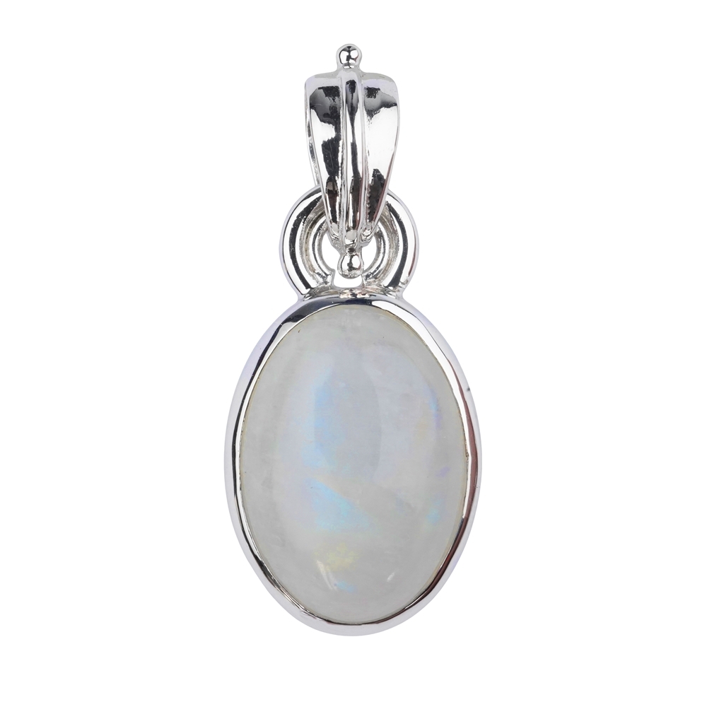 Labrodorite (white) pendant, oval (16 x 12mm), 3.4cm, platinum plated | Marco Schreier