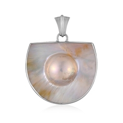 242023240133 Mabé pearl pendant, semicircular (35 x 27mm), 3.3cm, platinum plated | Marco Schreier