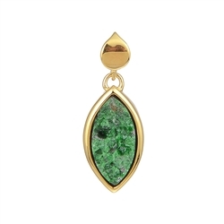 242109210004 Uvarovite pendant, Marquise (12 x 6mm), 2.1cm, gold-plated | Marco Schreier