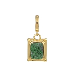 242109210016 Pendente in uvarovite, rettangolo (9 x 7 mm), 2,5 cm, placcato oro, clip vario | Marco Schreier