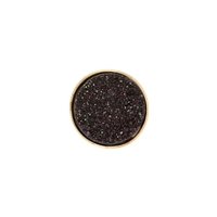 Ciondolo in agata druzy, nero (incastonato), 1,6 cm, placcato oro