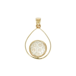 242109210034 Petrified Coral drop pendant (15mm), 4,4cm, gold plated | Marco Schreier