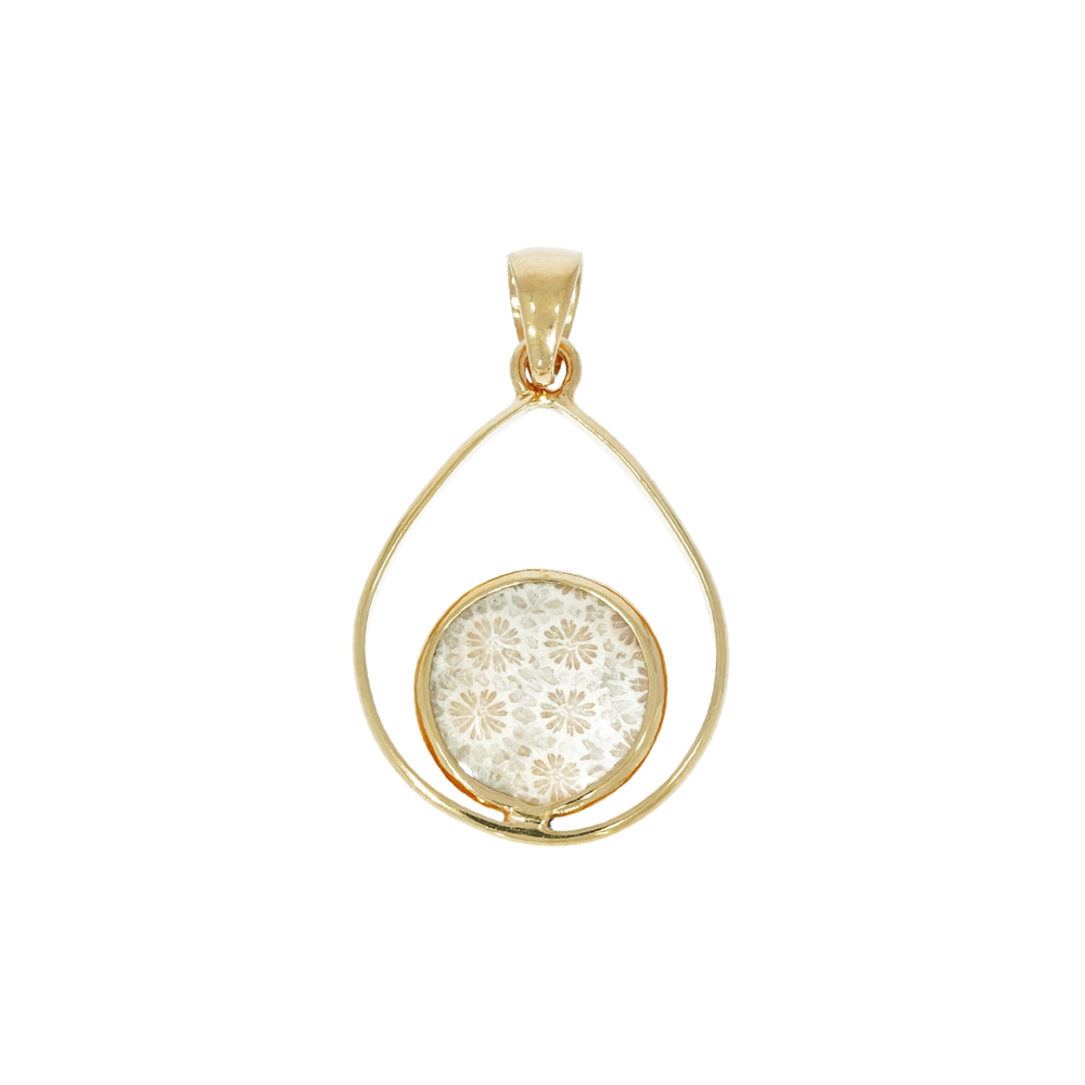 Petrified Coral drop pendant (15mm), 4,4cm, gold plated