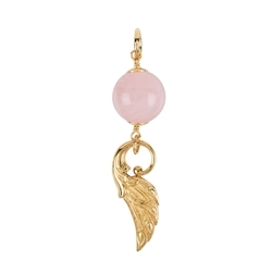 242109210035 Pendant Rose Quartz with wings, 9,0cm, gold plated | Marco Schreier