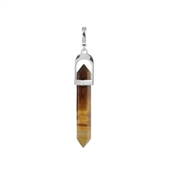 242118210002 Pendant Tiger's Eye pin, 5.3cm, rhodium plated, vario clip | Marco Schreier