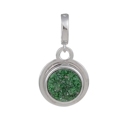 242118210010 Pendant Uvarovite round (10mm), 2.7cm, rhodiniert, Varioclip | Marco Schreier