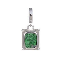 242118210016 Uvarovite pendant rectangle (9 x 7mm), 2.5cm, rhodiniert, Vario clip | Marco Schreier