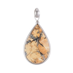 242118210030 Pendant maligano jasper drop, 5,5cm, rhodium plated, matted | Marco Schreier