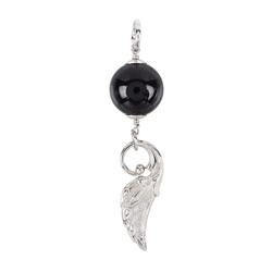 242118210042 Tourmaline (black) pendant (20mm) with wings, 9.0cm, rhodiniert | Marco Schreier