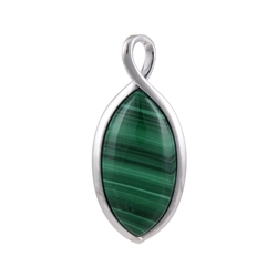 242118220015 Malachite marquise pendant (36 x 18mm), 5.1cm, rhodiniert | Marco Schreier