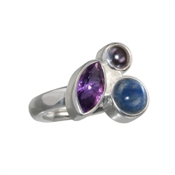 243005130208 Ring Amethyst, Disthen, Perle, Gr. 55 | Edelsteine, Heilsteine & Schmuck-Handel