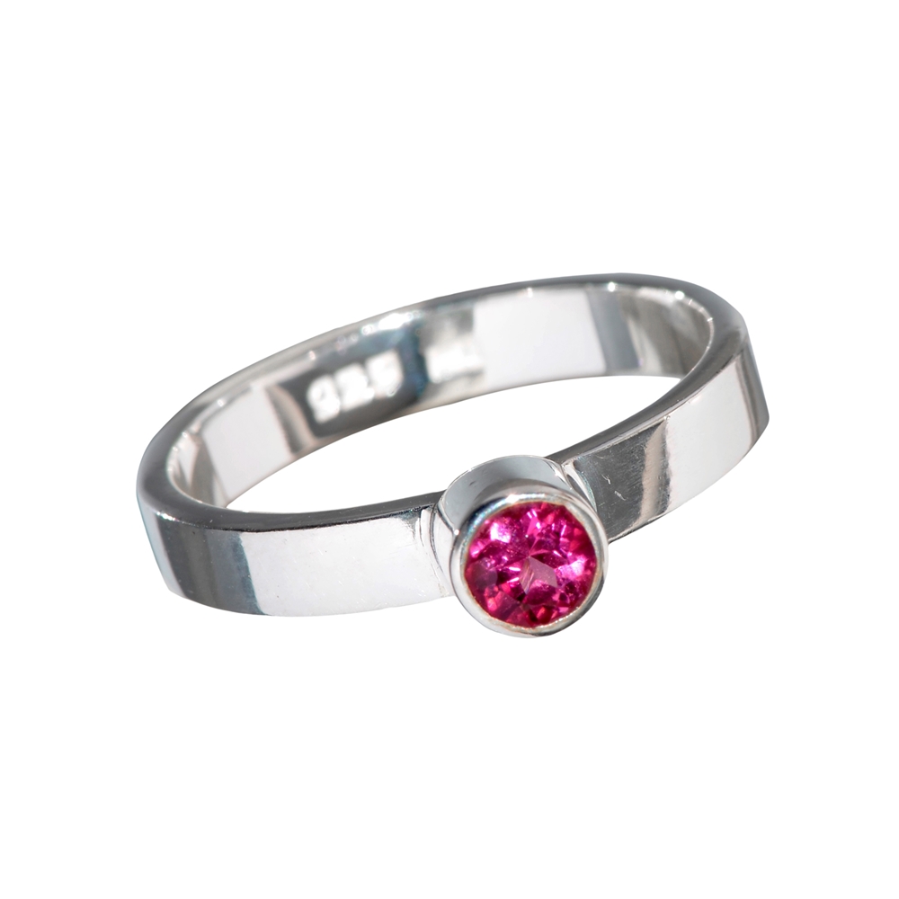 Ring Tourmaline red, faceted (4mm), size 53