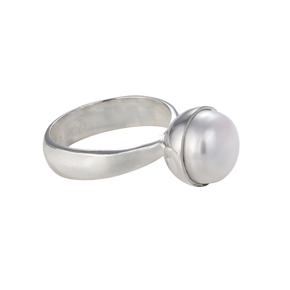 Anneau perle blanche (10mm), taille 59