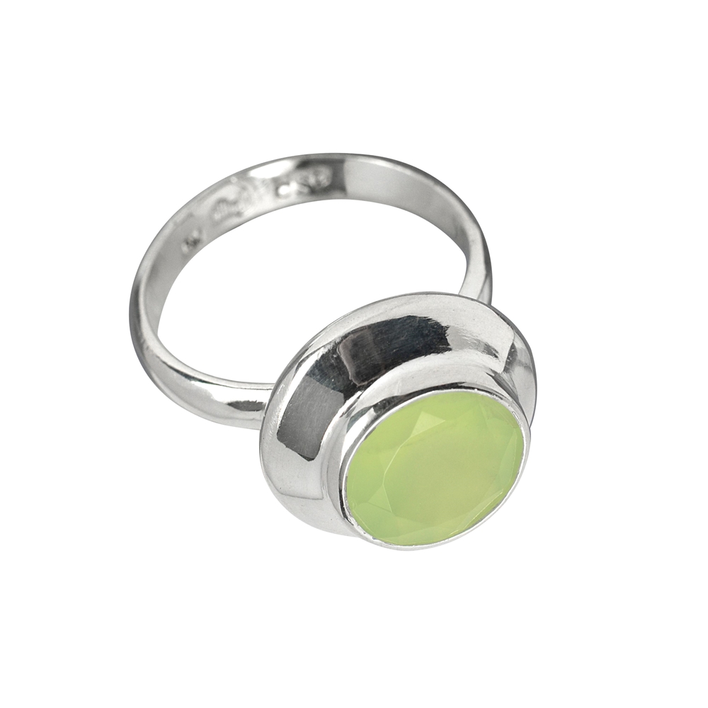 Prehnite ring, faceted, size 53