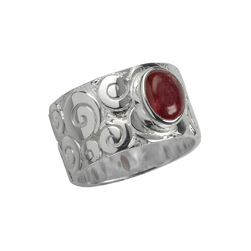Bague "Curly" tourmaline rouge, taille 53