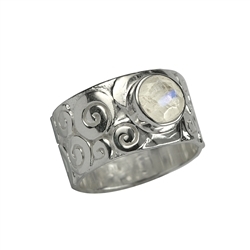 243005150097 Ring "Curly", Labradorit weiß, Gr. 53 | Edelsteine, Heilsteine & Schmuck-Handel