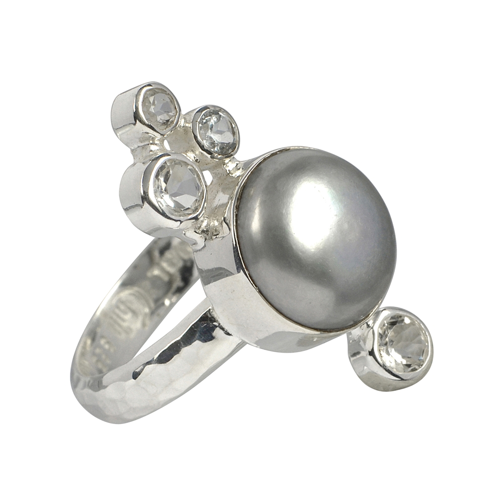 Ring pearl gray, topaz, size 55