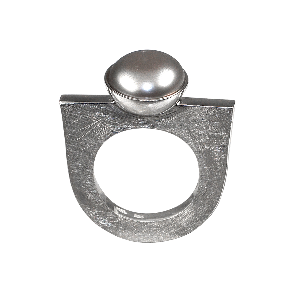 Ring pearl gray, size 59