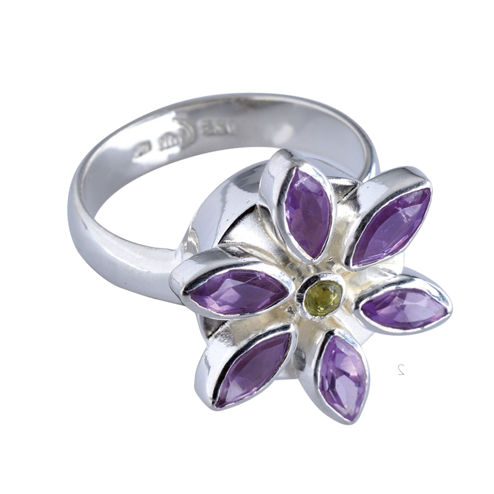 Faceted amethyst ("flower") ring, size 57