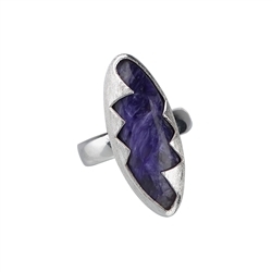 243005150427 Ring Marquise Charoite (25mm), size 57, zig-zag beveling | Marco Schreier