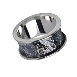 243005150446 Bague diamant brut, argent partiellement noirci, taille 61 | Marco Schreier