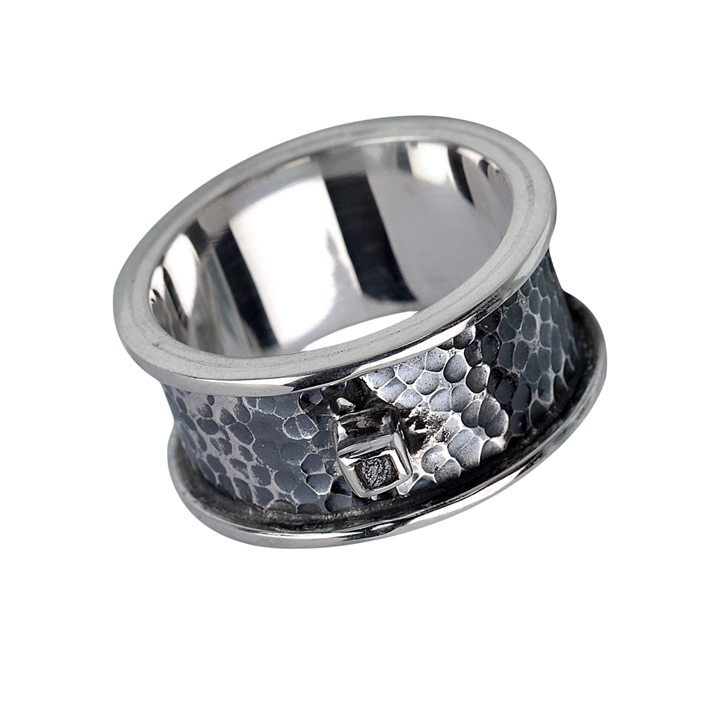 Ring Rohdiamant, Silber teilweise geschwärzt, Gr. 65