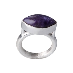 243005150461 Ring Marquise Charoite (17mm), size 55, frosted bar  | Marco Schreier