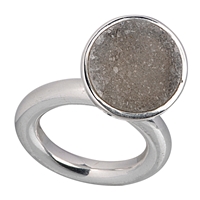 Ring Agate Druzy with movable setting, size 55