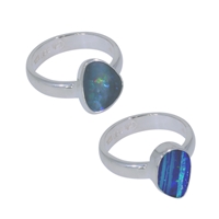 Anello opale doppio a forma libera (10 x 12 mm), misura 55