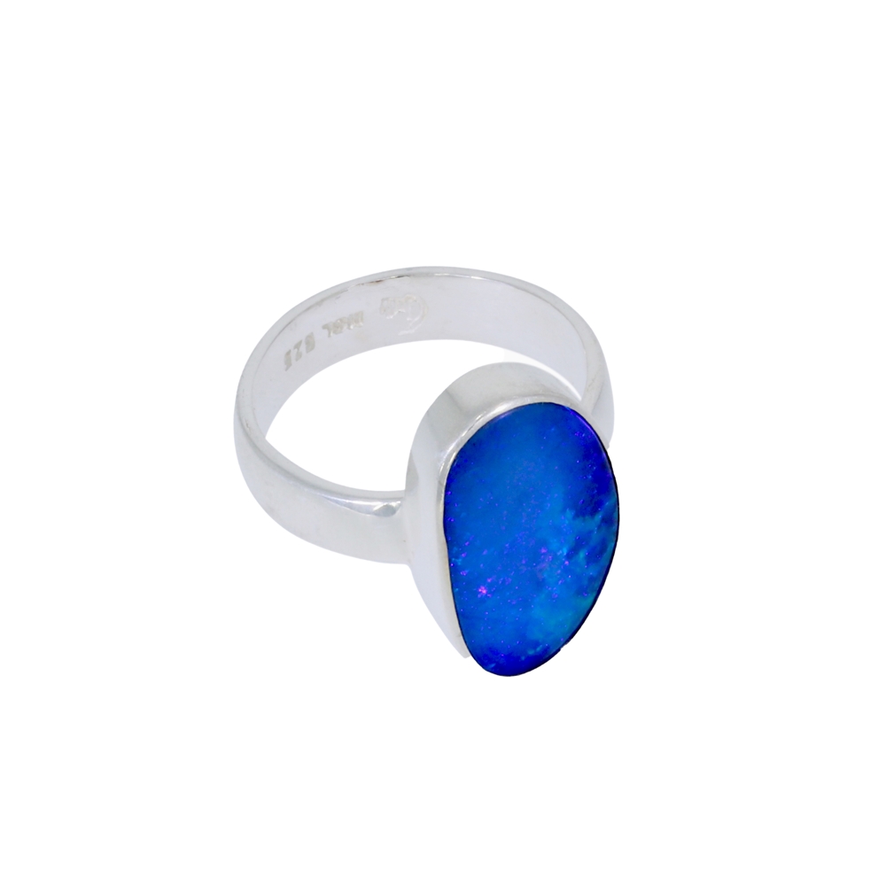 Ring opal doublet free shape (12 x 12mm), size 55 