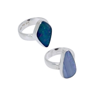 Ring opal doublet free shape (12 x 12mm), size 57 
