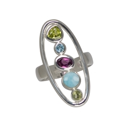 243005170071 Ring Peridot, Granat, Topas (blau), Larimar , Größe 55 | Marco Schreier