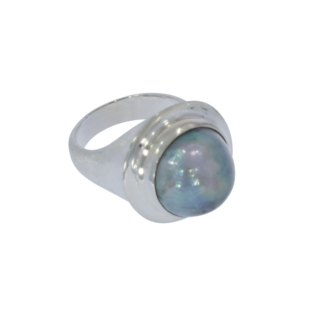 Ring Mabe-Perle grau, Gr. 55 | Mineralienhandel Edelsteine, Heilsteine & Schmuck