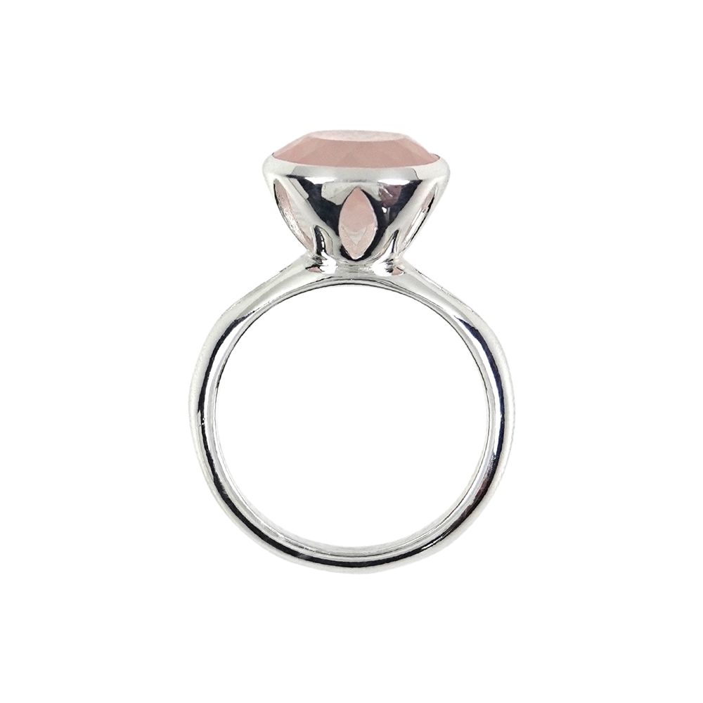 Bague Quartz rose (12mm) à facettes, taille 61