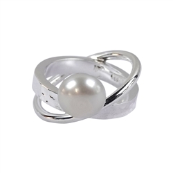 243005190013 Bague perle blanche (10mm), taille 53, anneau double | Marco Schreier