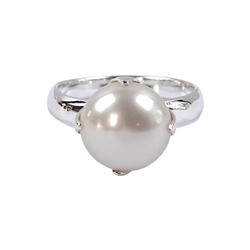 243005190031 Bague perle blanche (12mm), monture dentelée, taille 53 | Marco Schreier