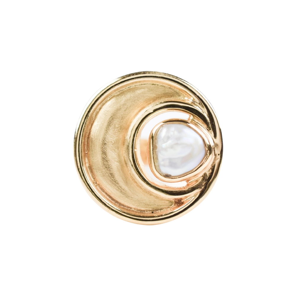 Anello Keshi perla, luna, misura 51, placcato oro