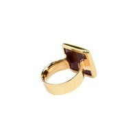 Ring versteinertes Palmenholz Quadrat, Größe 51, vergoldet