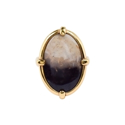 243009210283 Petrified palm wood ring, size 63, gold-plated | gems, healing stones & jewelry