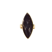 Ring Prärie-Achat (Pflanzenfossil) Marquise, Größe 51, vergoldet