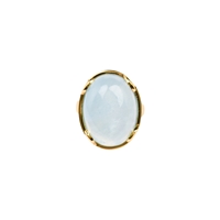 Anello ovale con acquamarina (20 x15 mm), misura 54, placcato oro