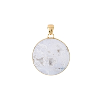 Ring Agate Druzy (white) round, size 60, gold plated