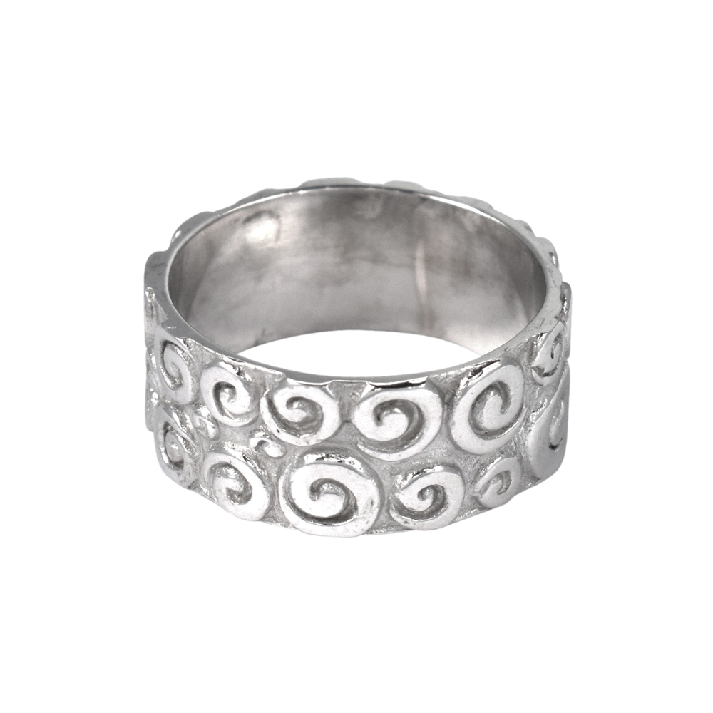 Ring "Curly", size 57, rhodium plated 