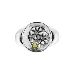 243018170027 Ring Blütenmotiv Peridot, Gr. 55, rhodiniert | Edelsteine, Heilsteine & Schmuck